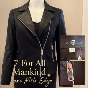 7 For All Mankind Black Moto Jacket – Size XS